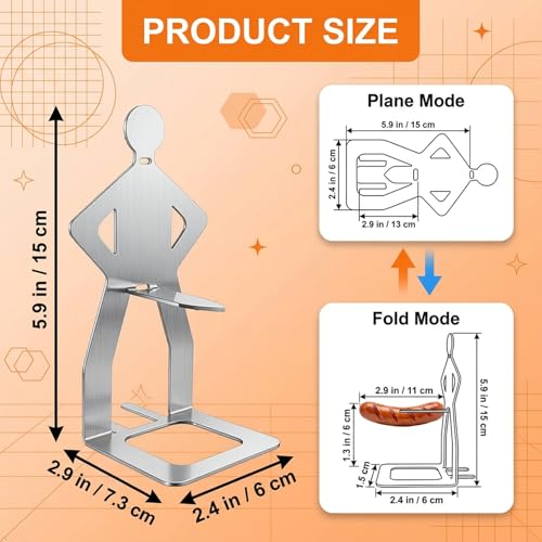 Liedrg Barbecue Figure Hot Dog Rack, Stainless Steel Sausage Holder, Portable Grill for Camping, Picnic and Party, Pack of 4 — view 2