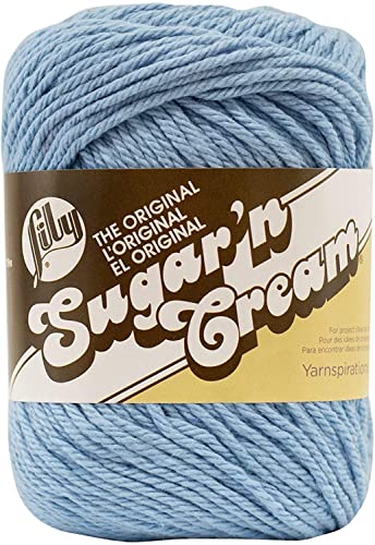 Hilo azul claro Lily Sugar'N Cream para tejer pack de 6 ovillos de algodón 3