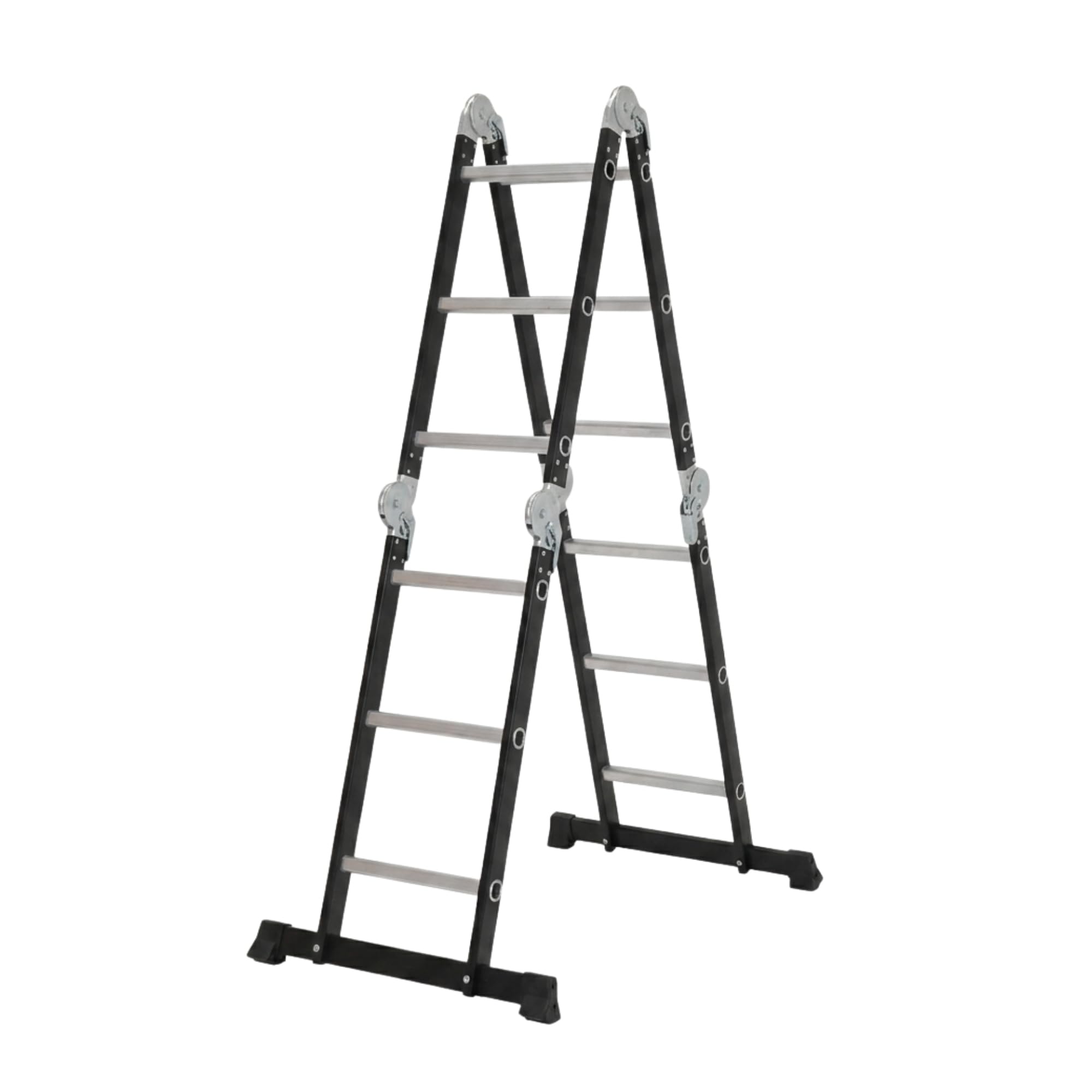 Échelle Multifonction MULTISTEP 3 Sections en Aluminium 4x3 barreaux Noire Hauteur maximale : 3,13 m Charge maximale : 150 kg Escabeau, échelle Extensible