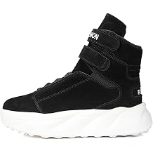 Men's High Top Chunky Trainers Hook-and-Loop Strap Platform Shoes for Casual Wear Bold Purple/Black/Red