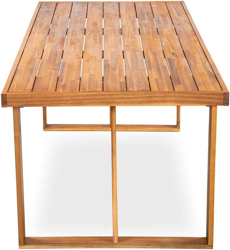 Elegant Acacia Wood Outdoor Dining Set with Comfortable Chairs and Spacious Table for Backyard, Patio, Deck or Garden Use (Dark Grey + Teak + Acacia Wood + Polyester + Foam)