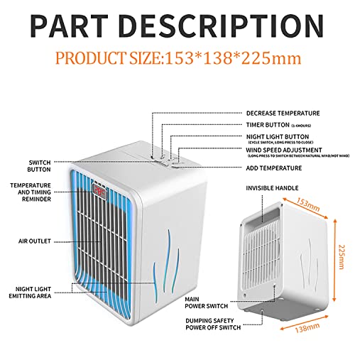 Space Heaters For Indoor Use,1000W Ptc Fasting Heating Ceramic Portable Heater With Digital Thermostat And Night Light,Small Electric Heater For Indoor Office Room Desktop Home Bedroom Use #TOP7