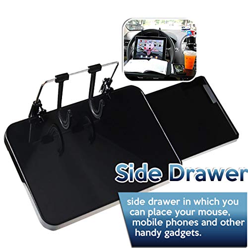 Zone Tech Multi-Functional Portable Car Seat Tray - Black Table/Car Vehicle Seat Portable Mount Tray Laptop Notebook Table Eating Desk Auto Food Drink Cup Holder with Extended Pull Type Small Table