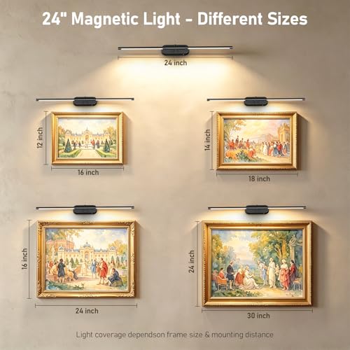 Image of Glendan 24 inch Brighter Picture Lights for Wall, Wireless Art Light
