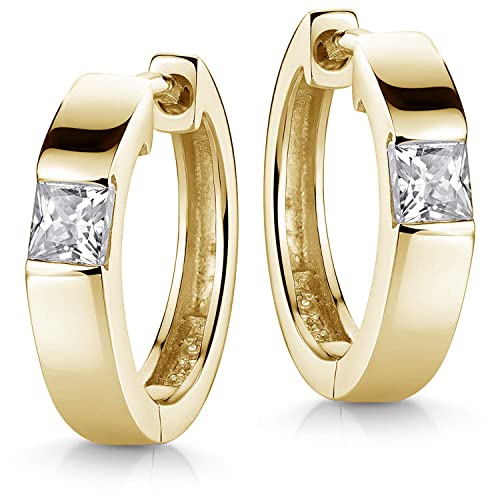 Materia Creolen Gold Silber 925 Damen Zirkonia Ohrringe SO-432-Gold