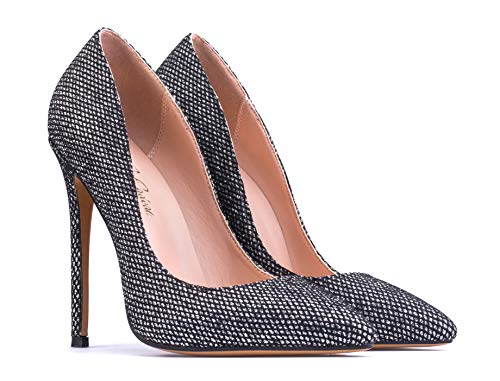 Leona - Women's Classic & Sexy Pointed Toe Slip on Pumps with 5" Stiletto High Heels. Handmade to Perfection.3