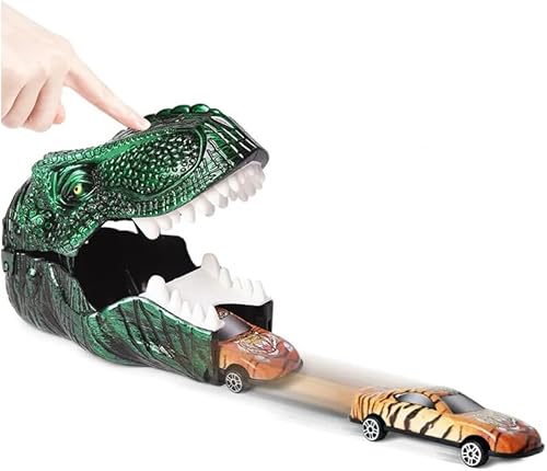 Miniatura 4 de Kovot Juego de disparos de autos de dinosaurios: 2 cabezas de dinosaurio y 4 autos de clic y disparos incluidos