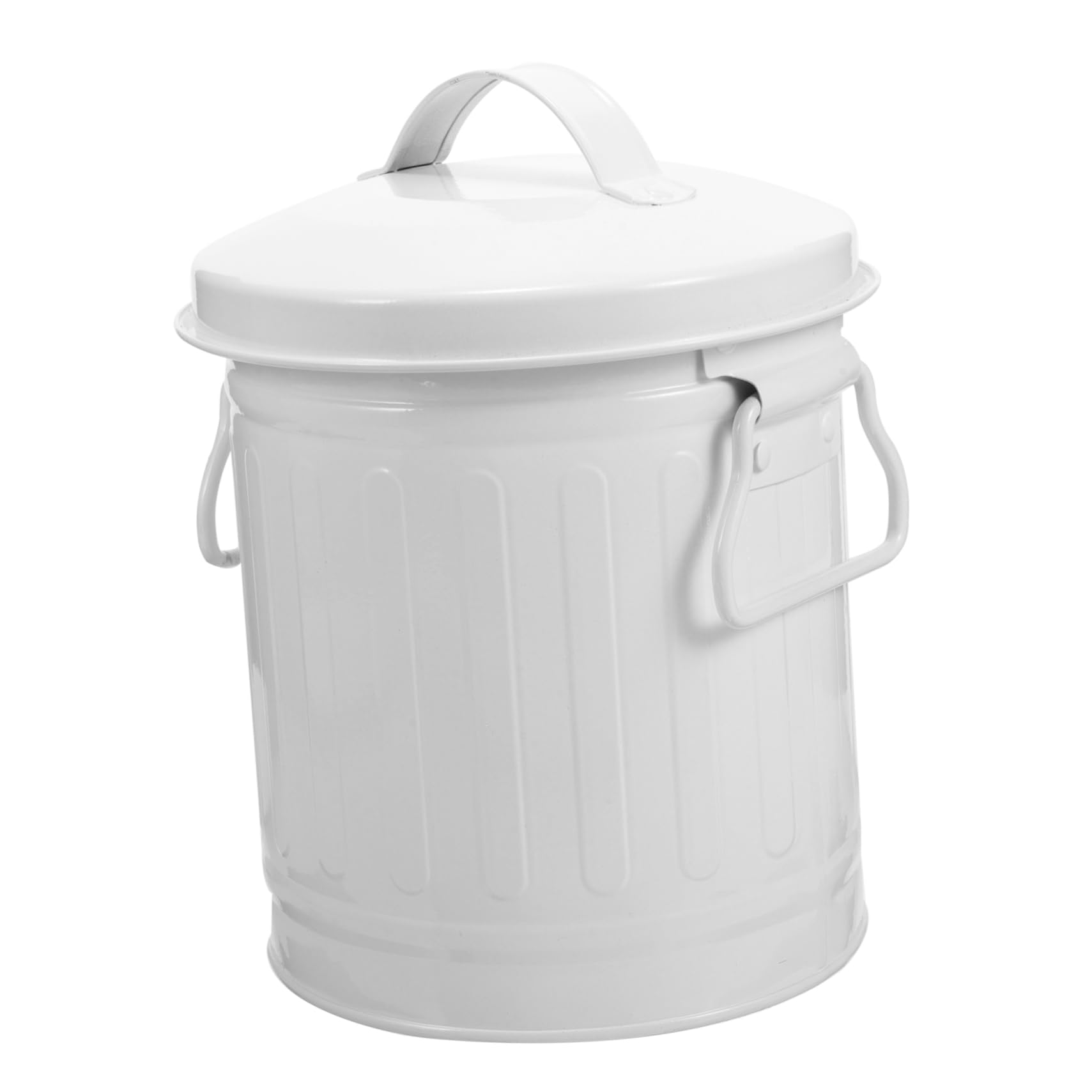 BCOATH Metal Trash Bin for Desk Small Garbage Can with Lid Office Waste Basket Mini Trash Can Sturdy Iron Construction