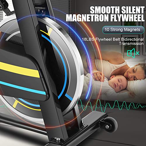 Profun Heimtrainer Fahrrad, Indoor Fitnessbike Mit APP Herzfrequenzmonitor & LCD Monitor, Bequeme Sitzkissen, Schwere… – Bild 5