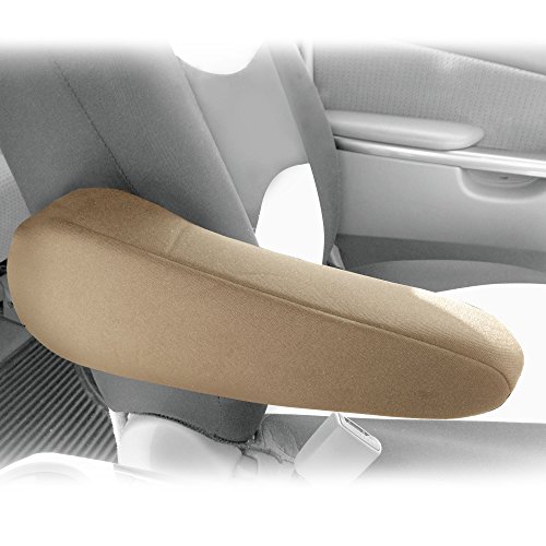 Image of FH Group Flat Cloth Fabric Beige Armrest Cover Semi-Universal Fit, One Pair Beige