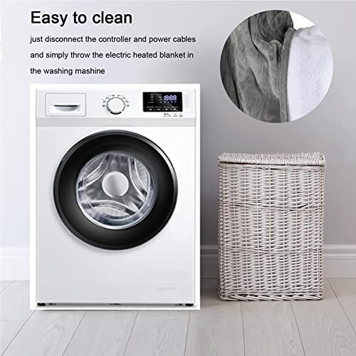 Dowin Heated Electric Blanket Twin Size- Fleece Fast Heating With 4 Heat Levels And 10 Hrs Auto Off Etl Certification 62" X 84" Home Office Use Machine Washable Grey #TOP5