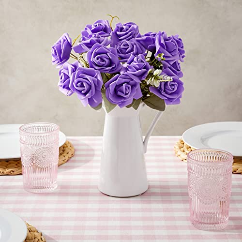 100 Pack Purple Flowers For Crafts, 3 Inch Stemless Foam Roses For Wall Decorations, Bridal Shower, Wedding Receptions, Faux Bouquets, Spring Decor, And Diy Projects #TOP4