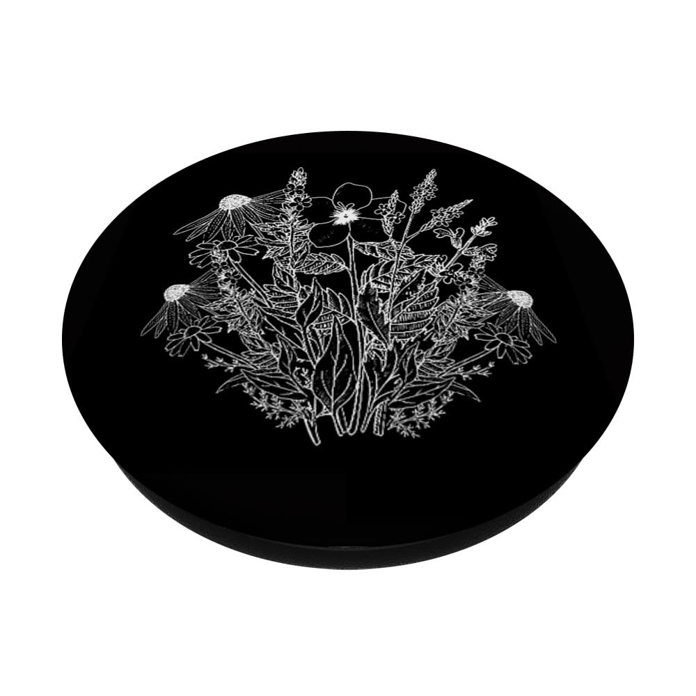 Bouquet de fleurs sauvages mélangées à motif floral PopSockets PopGrip Adhésif