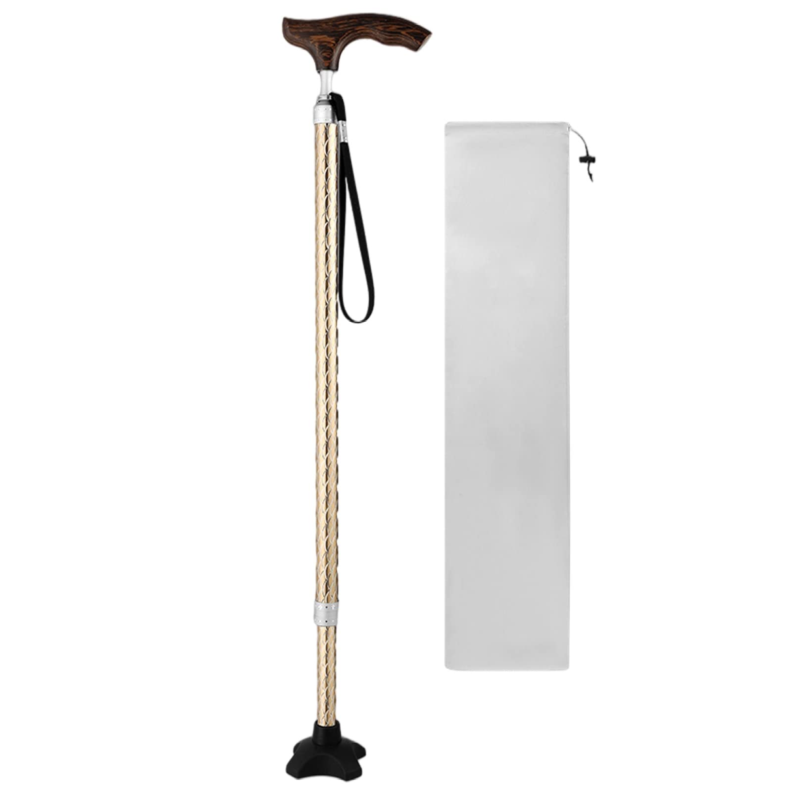 Bastón para Caminar, Bastón de Aluminio Ajustable de 71-98 cm para Hombres y Mujeres, Ayuda para Equilibrar La Movilidad, Bastón para Escalar para Viajes de Senderismo (Color : Gold)