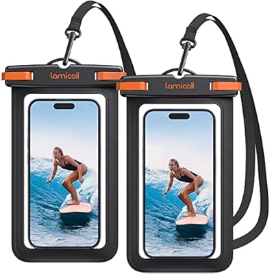 Lamicall Funda Impermeable Móvil - [2 Unidades] IPX8 Bolsa Impermeables Móvil  Cuerda Desmontable y Ajustable  Funda Móvil Estanca para iPhone 17 16 15 14 13 12  Samsung  Huawei  hasta 7"