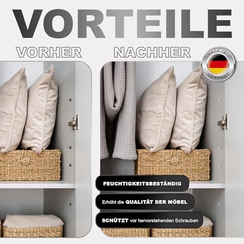 Möbel Abdeckkappen kompatibel mit Torx Schrauben – weiß - Torx Schraubenabdeckung (50, T25)