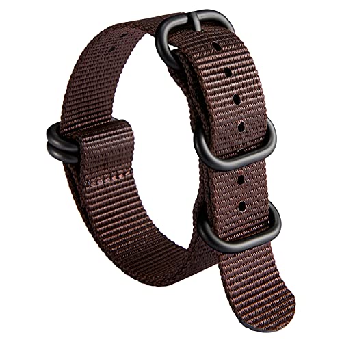 Image of BINLUN Premium Ballistic Nylon Watch Strap, Heavy Duty 5-Ring Replacement Watch Band with Stainless Steel Buckle, Durable & Comfortable Sport Band for Men Women, Fits 18-24mm
