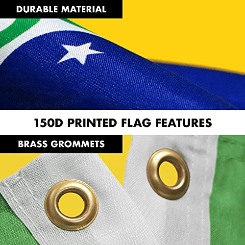 G128 - Mastro giratório livre de emaranhados de 1,5 m (branco) Bandeira do Brasil 150D ilhós de latã