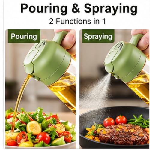 Image of 2-in-1 Oil Sprayer & Dispenser Bottle 500 ml, Hard Plastic Cooking Oil Spray Bottle with Spray Nozzle, Refillable Mister for Air Fryer, BBQ, Salad, Roasting & Kitchen Use