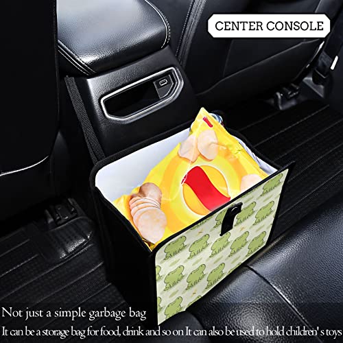 Image of Cute Frog Car Trash Can, Foldable Hanging Car Trash Bag, Funny Animal Green Small Waterproof Car Accessories Garbage Bin