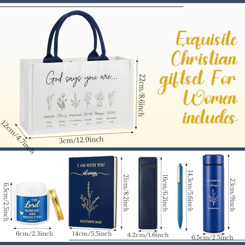 Image of Thenshop 6 Pcs Christian Gift Set for Women Faith, Inspirational Religious Gifts for Women, Catholic Christmas Birthday Gifts for Women Friends, Mother, Sister, Wife(Dark Blue,Bible)