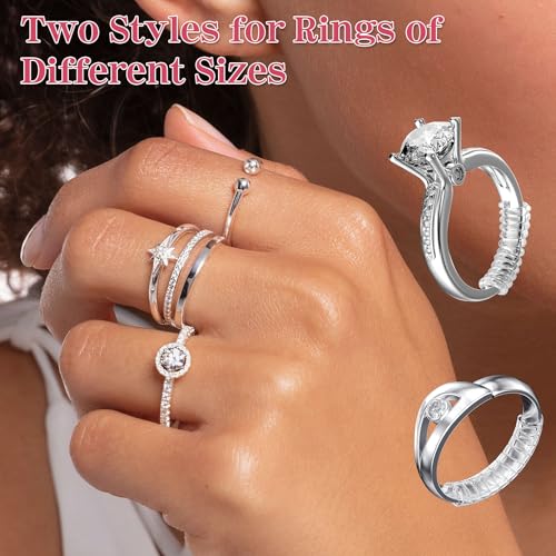 ring sizer for loose rings 12 pack 4 sizes invisible clear silicone non-slip adjustable ring sizers ring resizer and tightener guards for women and men make rings smaller without resizing
