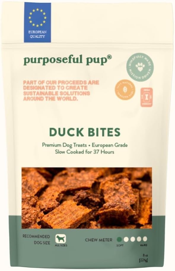Duck Bites Dog Treats, 8oz – All Natural, Single Ingredient, Grain-Free, High-Protein Chews for Dogs | Premium European Quality | Air-Dried, Healthy Training Reward