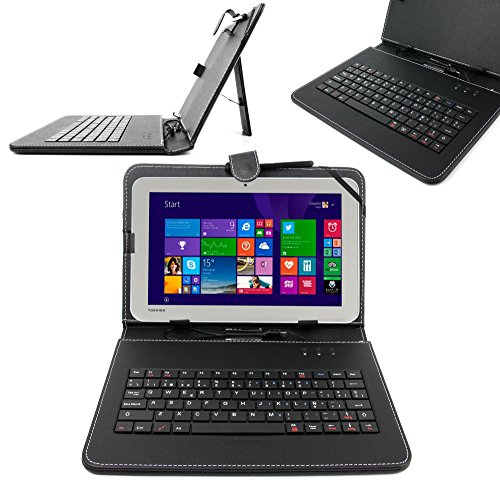 DURAGADGET Funda/Teclado QWERTY ESPAÑOL Negro para Toshiba Encore 2 WT10-A-102 - con Letra Ñ - Conexión MicroUSB + Lápiz Stylus - Garantía 2 Años