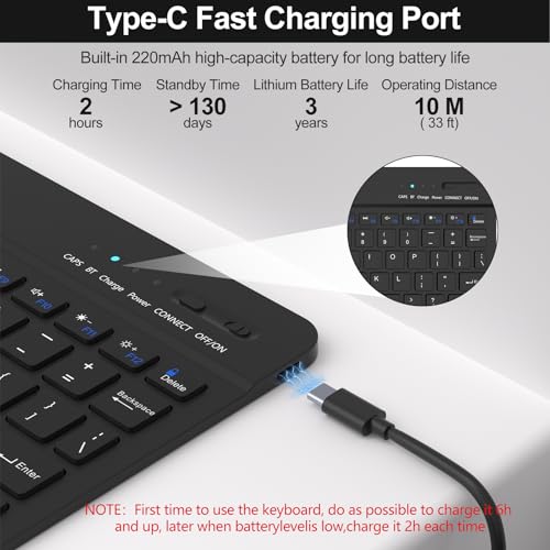 Image of COO Keyboard Case for iPad 11th A16 /10th Gen | Detachable Bluetooth Keyboard, Pencil Holder, Auto Wake /Sleep, 3 Angles, Shockproof PU TPU Cover, Black