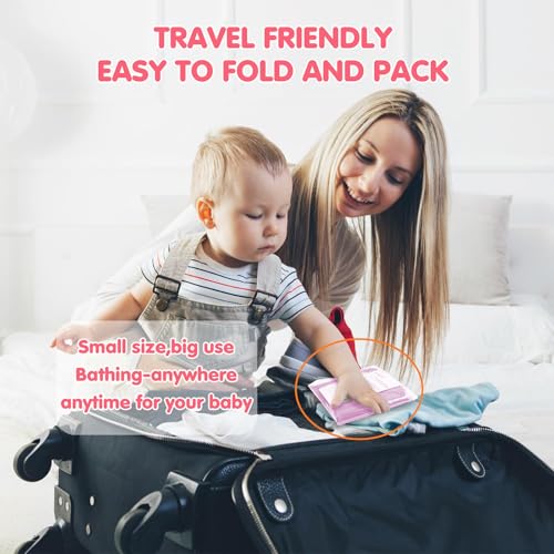 Image of | Inflatable Baby Bathtub,Newborn Bathtub Seat for Infant,Non-Slip Baby Pool for Sitting up,Foldable Toddler Tub Shower,Portable Travel Bath for Kids 0-6 Year (B1019P, Animal Print)