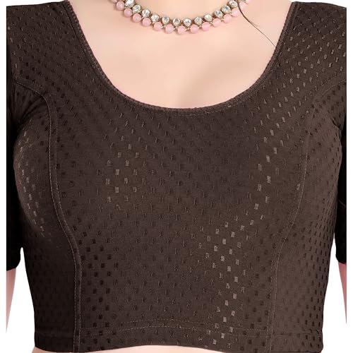 Image of FINESTFIT Stay On Trend Fashion 100% Cotton Readymade Blouses for Women,Round Neckline with Organza Balloon Sleeves.