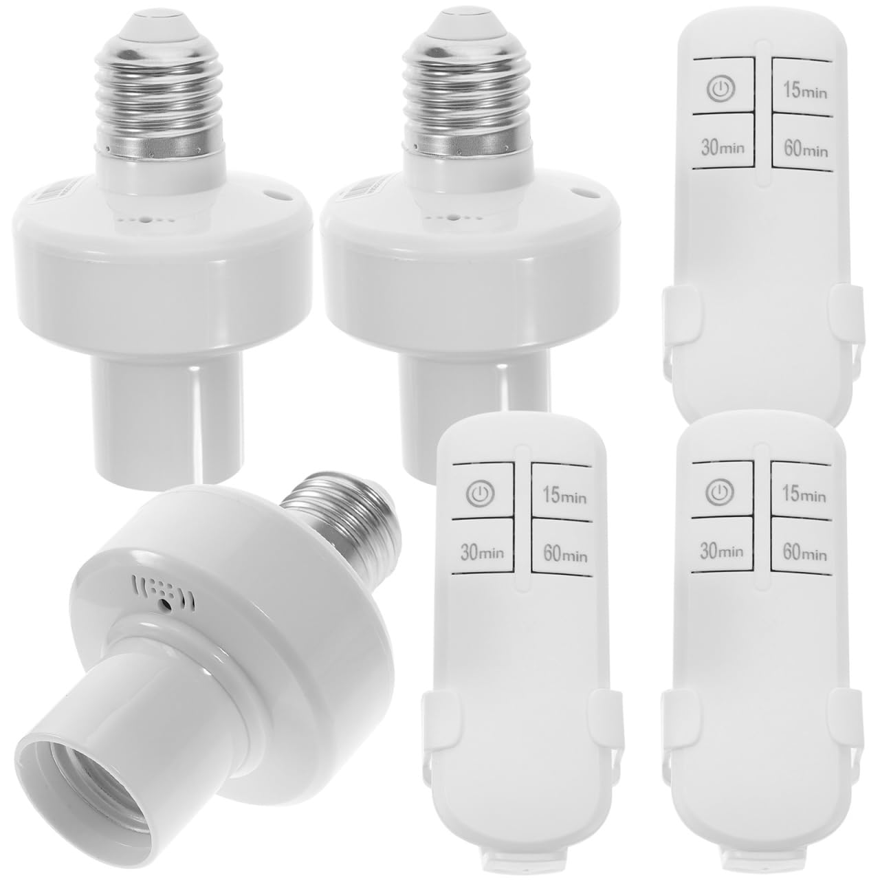 OSALADI Remote Control Light Socket 3-Pack E27 Bulb Base Wireless Light Switch with Timer Function for Indoor Lamps Compatible with Led Incandescent and Energy-Saving Bulbs