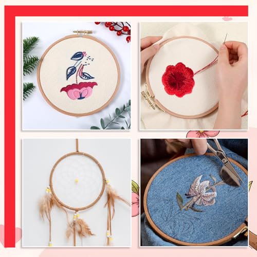 Image of 2 Pack 6 Inch Wood Embroidery Hoop, Cross Stitch Hoops Ring, Cross Stitch Supplies Beech Wooden Embroidery Frames for Art Craft Sewing, DIY Decoration