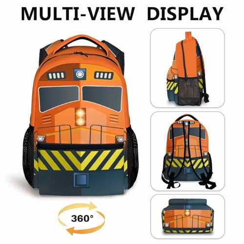 Train School Backpack Gifts for Kids Boys Students, Back to School Essentials Gifts, 17" Lightweight Train Bookbag with Adjustable Straps for Kindergarten Primary Elementary4