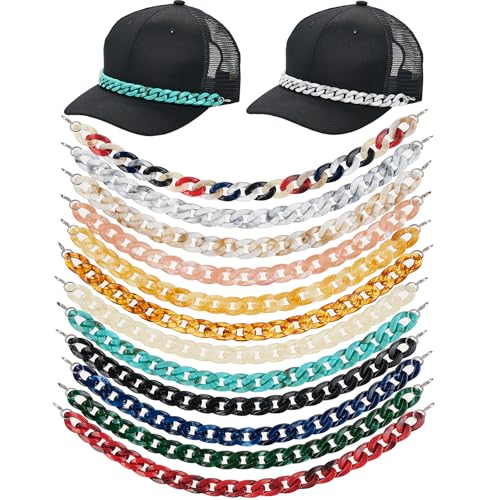 12 Pcs Trucker Hat Chains Charms Bulk Acrylic Hat Chains for Women Men Mesh Baseball Cap