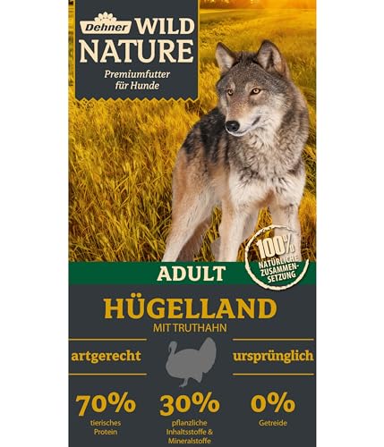 Dehner Wild Nature Hundefutter Hügelland, Trockenfutter getreidefrei, für ausgewachsene Hunde, Truthahn 12 kg