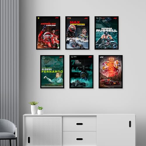 Image of CodersParadise F1 Vol.1 Wall Poster Frames - Pack Of 6 | 8 x 12cm (A4 Size) | Aesthetic Artwork Framed Posters | Framed Posters For Living Room, Bedroom, Home And Office