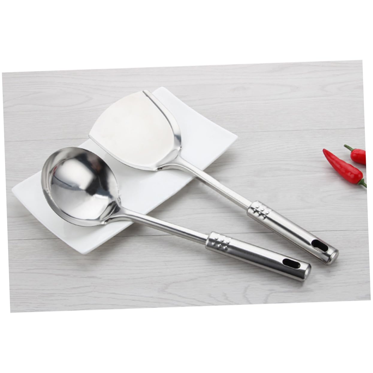 Set Utensili Cucina 7 Pezzi in Acciaio Inox per Cottura | Argento, Leggero e Inodore, Superficie Antiaderente Facile da Pulire, Stile Casual per Casa Stile Casuale