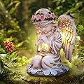 Choies Solar Angel Garden Statue Outdoor Decor,Praying Angel Sculpture for Outside,Home,Patio,Yard,Cemetery,Perfect Birthday or Valentines Day Gifts for Women,Mom