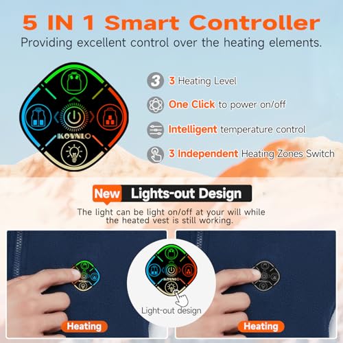 KOVNLO Heated Vest for Men with Battery Pack Included, Soft Fleece Smart Electric Lightweight Heated Jacket3