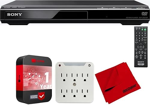 Sony DVPSR210P - Reproductorescritor de DVD de escaneo progresivo, paquete negro con adaptador de sobretensión de 6 tomas de corriente Stanly