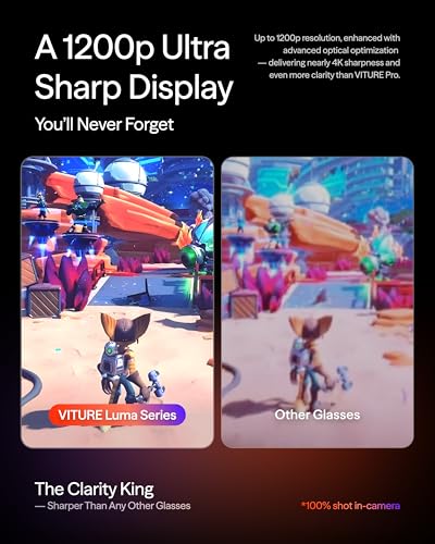 Image of VITURE Luma Pro XR Glasses - 152 inch 1200p 120Hz Ultra Sharp Display, 52 FOV, Electrochromic Film,Myopia Adjustments, Harman Audio, AR Glasses for iPhone 17 /16 /15, Android, Mac, PC, Steam Deck, Switch 2