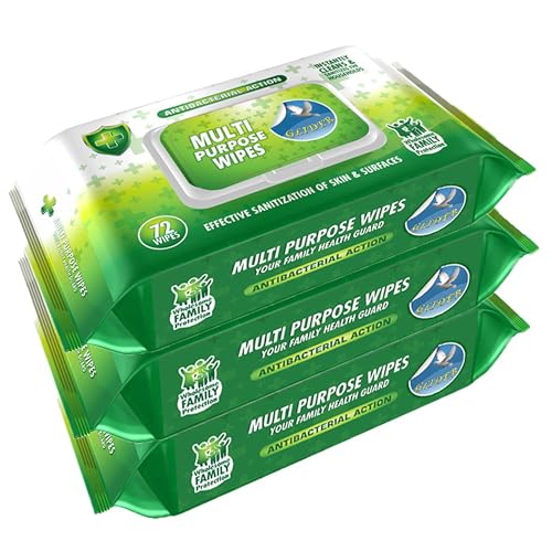 Glider Multipurpose Skin and Surface Wipes with Flip-Top | Gentle & Effective Cleaning for Hands & Surfaces | (Pack of 3 216 Wipes)