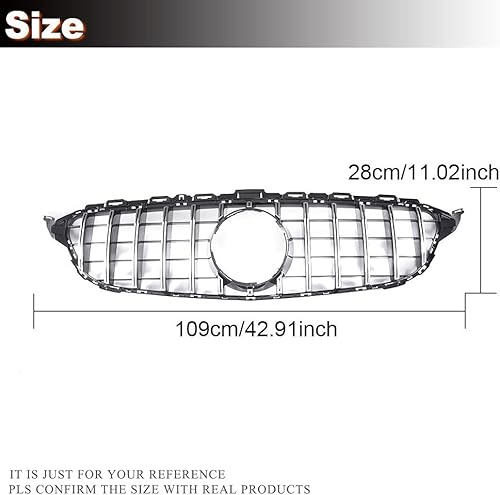 Miniatura 5 de MCARCAR KIT W205 Parrilla delantera para Mercedes Benz Clase C W205 C180 C200 C250 C300 C400 2015-2018 (modelos sin cámara) Cubierta de rejilla para