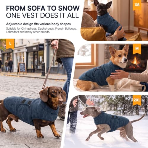 Image of Queenmore Dog Sweaters for Medium Dogs, Fleece Dog Sweater with Leash Hole