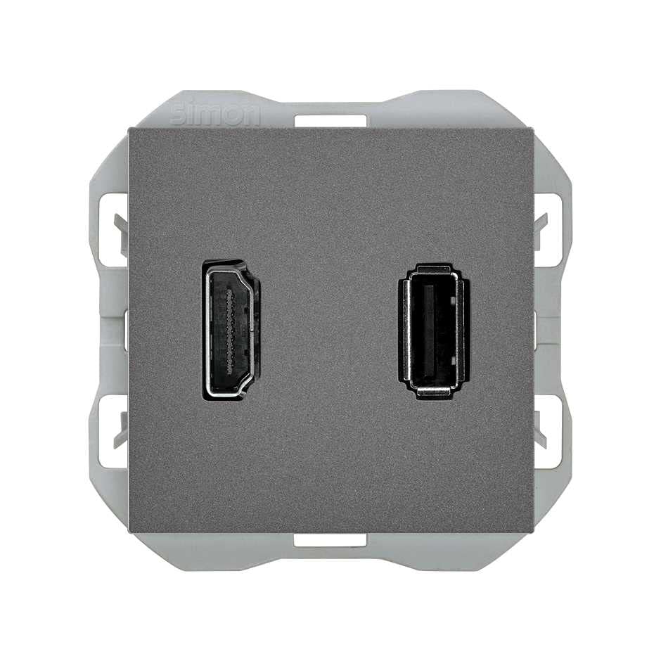 Conector HDMI y USB Tipo A empotrable para toma de pared o panel modular