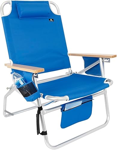 Silla de playa grande Jumbo de 500 libras XL de aluminio resistente para grandes y altas 4 posiciones reclinables