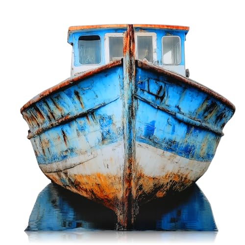 Beeveer 4ft 3D Old Pirate Fishing Boat Cardboard Cutout Stand-up Beach Nautical-Inspired Events Camping-Themed Boat Stand up Photo Props for VBS Vacation Bible School Halloween Party Supplies