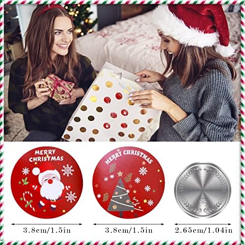Cobee Merry Christmas Stickers Roll, 500 Pieces Christmas Circle Labels Xmas Envelope Seals Stickers Adhesive Christmas Decorative Tags for Envelopes Cards Gift Boxes(1.5 Inch)