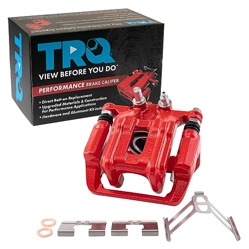 Image of TRQ Rear Right Brake Caliper w /Bracket Performance Red Passenger Side